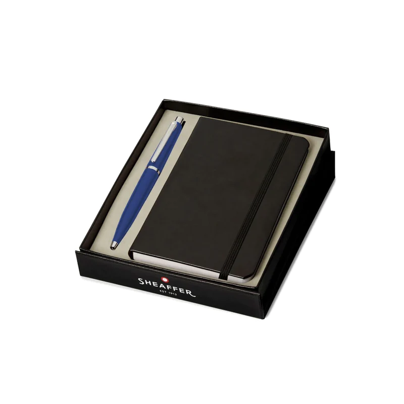Sheaffer Gift Set Ft. Neon Blue VFM Ballpoint Pen With Chrome Trims & A6 Notebook
